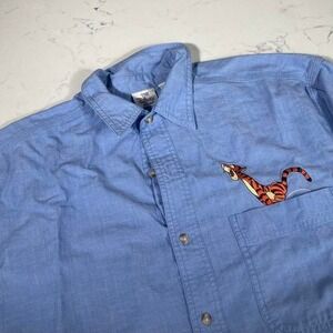 Vintage The Disney Store Tigger Button Front Shirt Women's Medium Blue